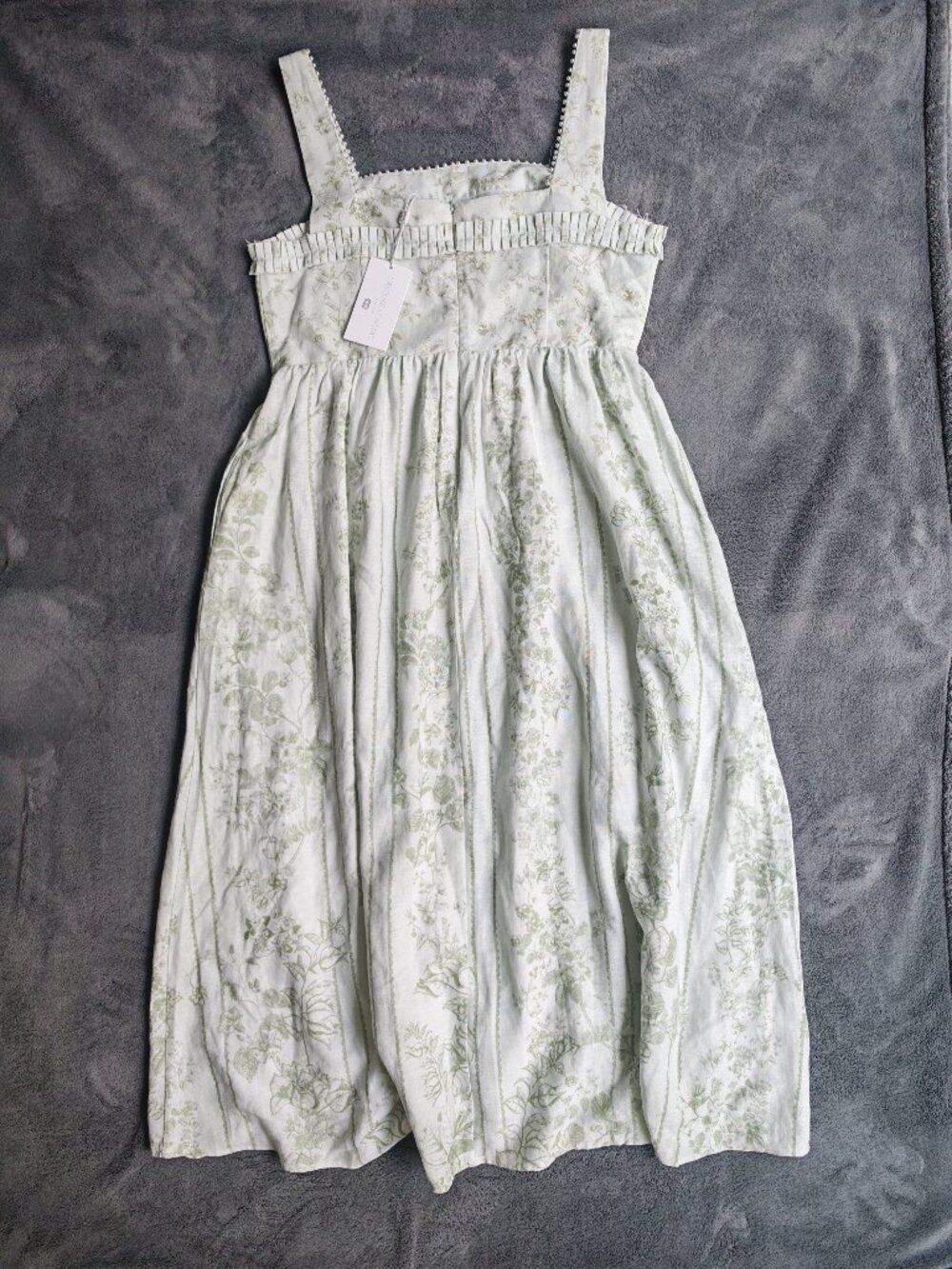 Caroline Constas NWT Pearl Linen Blend Midi Dress M Mint Floral $395 - Picture 11 of 16